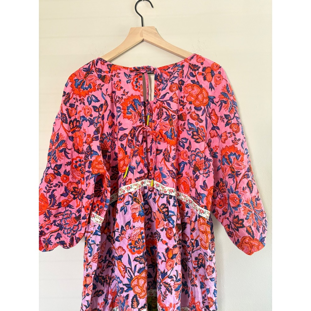 Anthropologie Floral Colorblock Tiered Dress Extra Large - Picture 3 of 9
